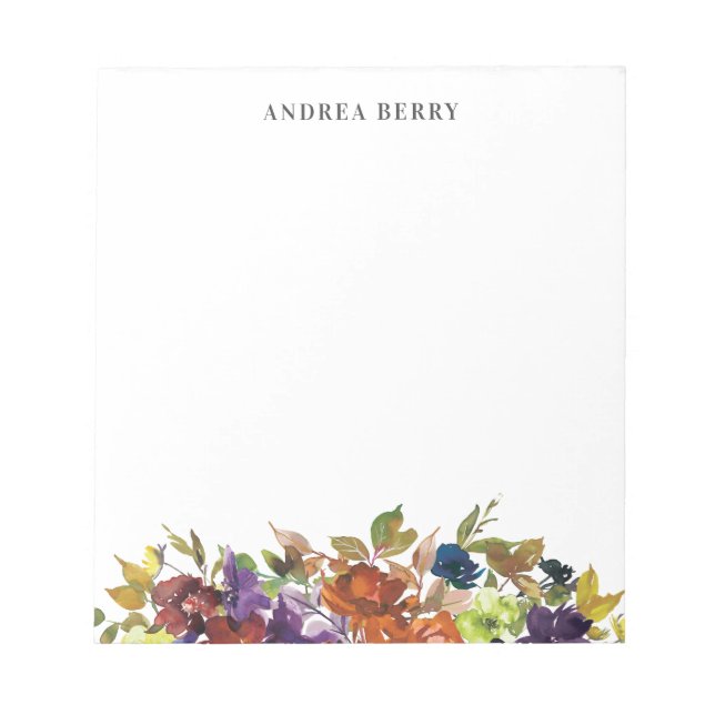 Watercolor Floral Custom Notepad (Front)