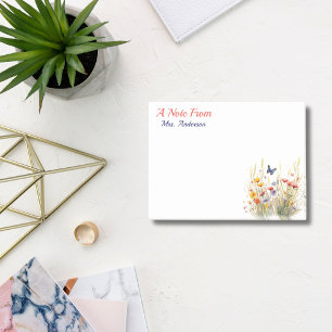 Watercolor Floral Custom Teacher Appreciation Post-it Notes