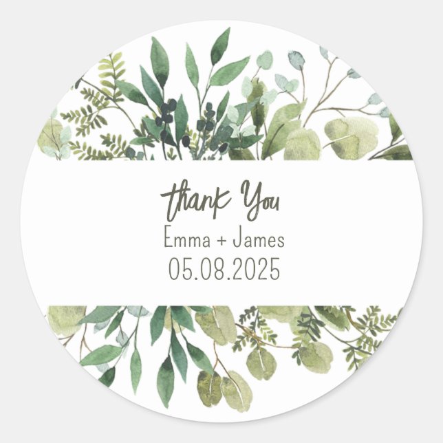 Watercolor Floral Customizable Text Sticker (Front)