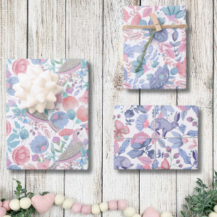 Watercolor Floral Cute Pastel Nature Patterns Wrapping Paper Sheets