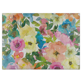 Watercolor Floral Cutting Board
