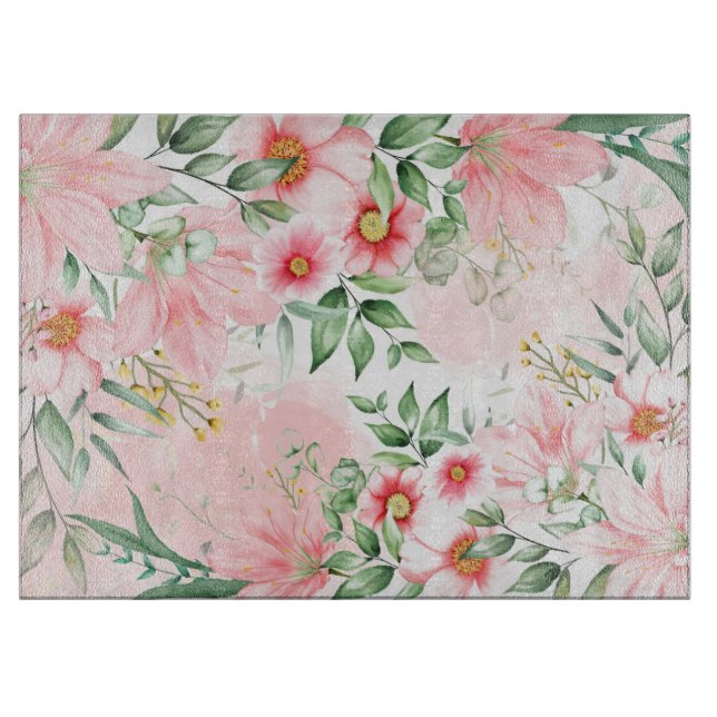 Watercolor Floral Cutting Board (Front)