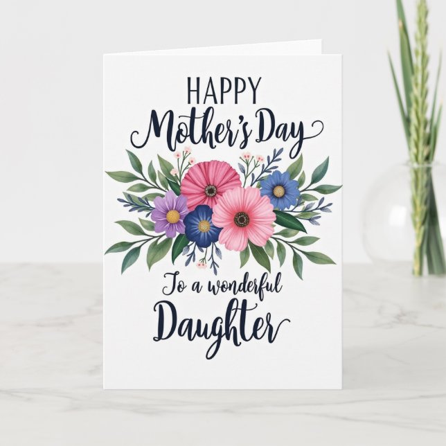 Watercolor Floral Daughter Card (Front)