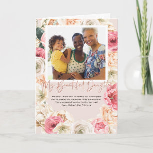 Watercolor Floral   Daughter Mother's Day Photo Ca Card