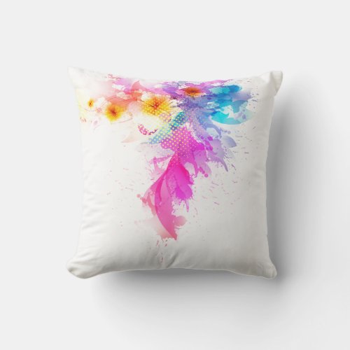 Watercolor Floral Decorative Throw Pillow