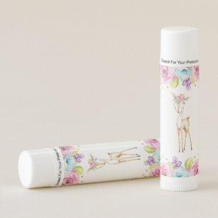 Watercolor Floral Deer Baby Shower Lip Balm Favors