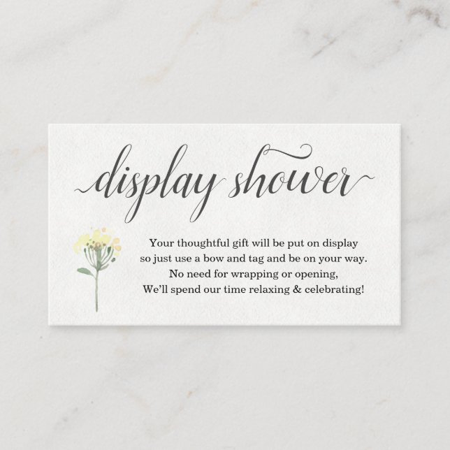 Watercolor Floral Display Shower Invitation Insert (Front)