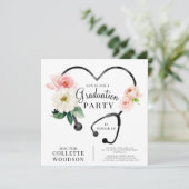 Watercolor Floral Doctor Graduation Invitation (Standing Front)