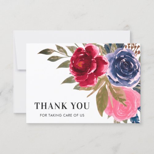 Watercolor Floral Doctor Nurse Thank You Card