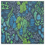Watercolor floral doodles dark background fabric