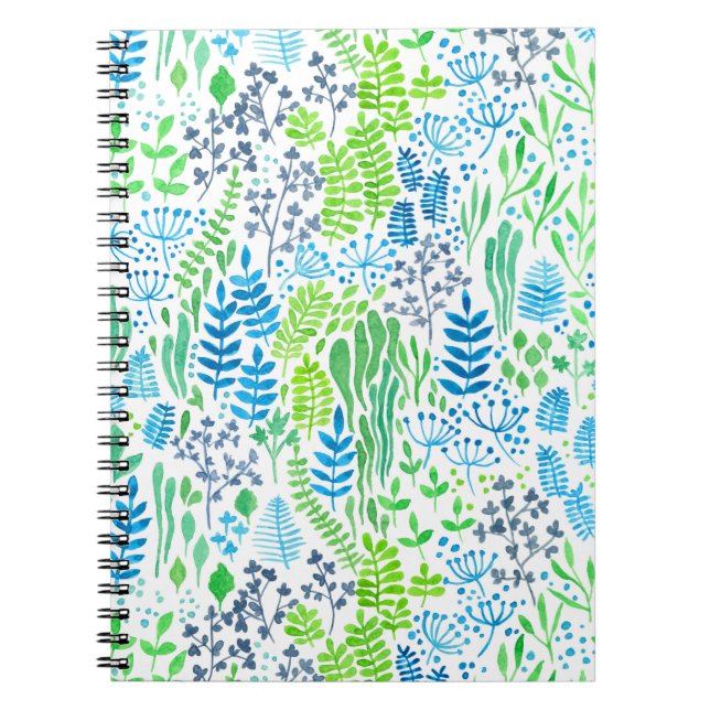 Watercolor floral doodles white notebook (Front)