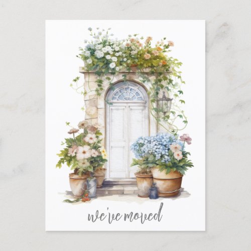 Watercolor Floral Door We Moved New Home Moving Postcard