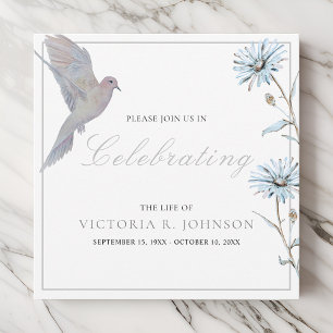 Watercolor Floral Dove Celebration of Life Invitation