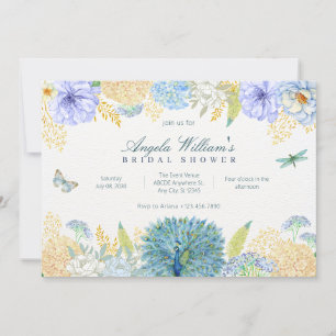Watercolor floral dragonfly bridal shower invitation