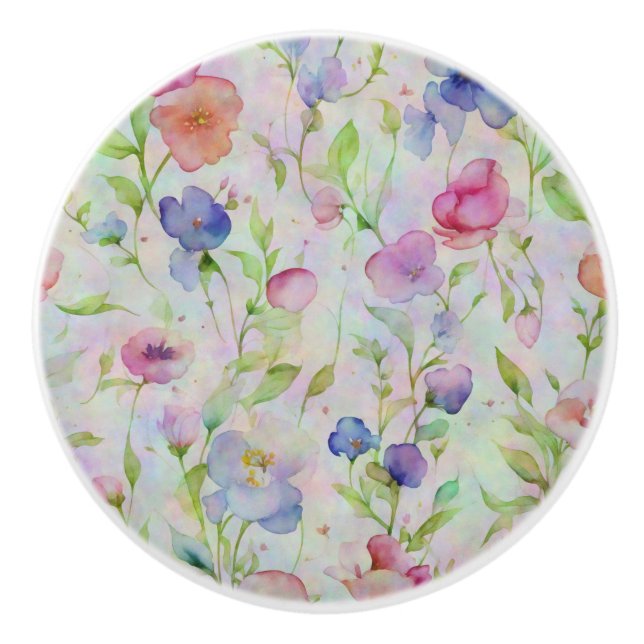 Watercolor Floral Drawer Knob (Front)