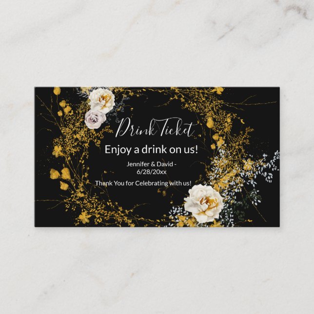 Watercolor Floral Drink Ticket Enclosure Card (Front)