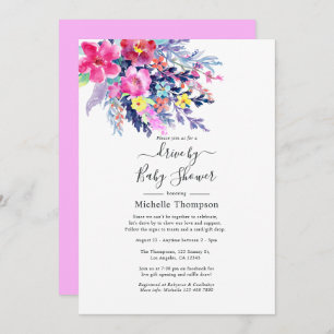 Watercolor Floral Drive By Bridal or Baby Shower Invitation