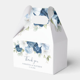 Watercolor Floral Dusty Blue Bloom Wedding Favor Boxes