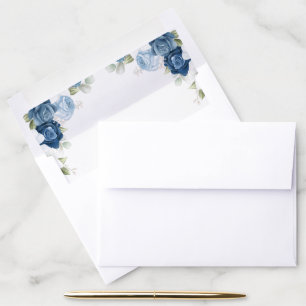 Watercolor Floral Dusty Blue Bridal Shower Envelope Liner