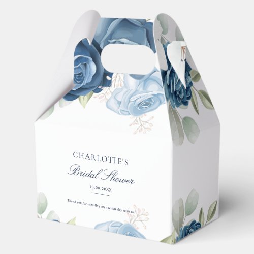 Watercolor Floral Dusty Blue Bridal Shower Favor Boxes