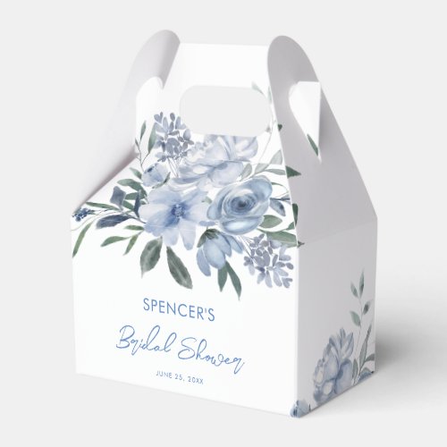 Watercolor Floral Dusty Blue Bridal Shower Favor Boxes