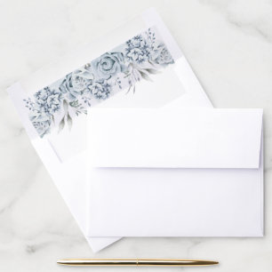 Watercolor Floral Dusty Blue Eucalyptus Envelope Liner
