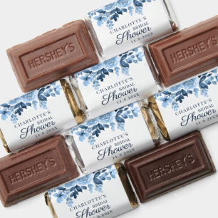 Watercolor Floral Dusty Blue Script Bridal Shower Hershey's Miniatures