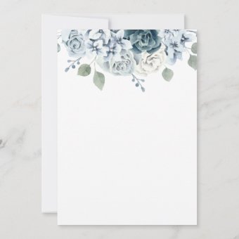 Watercolor Floral Dusty Blue Wedding Invitation | Zazzle