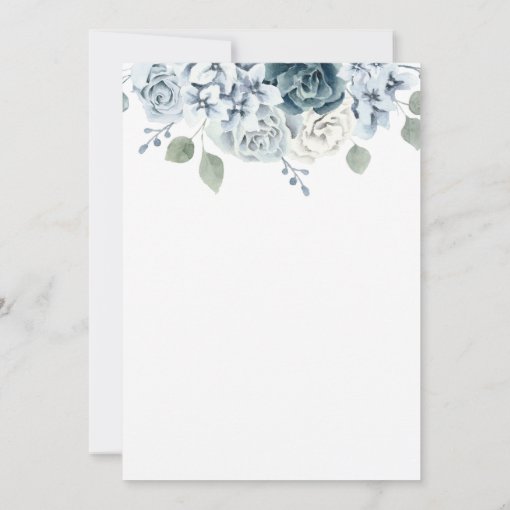 Watercolor Floral Dusty Blue Wedding Invitation | Zazzle