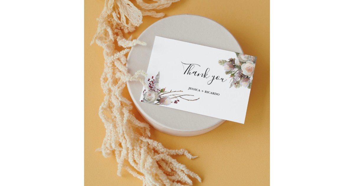 Watercolor Floral dusty pink wedding Thank You Card | Zazzle