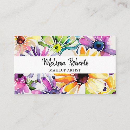 Watercolor Floral dusty QR logo photo  Business Card