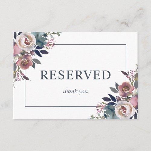 Watercolor Floral Dusty Rose Mauve Blue RESERVED Enclosure Card