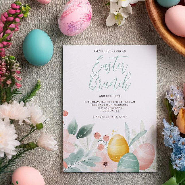 Watercolor Floral Easter Brunch Invitation (Creator Uploaded)