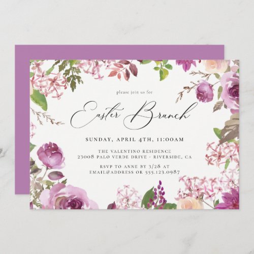 Watercolor Floral Easter Brunch Invitation