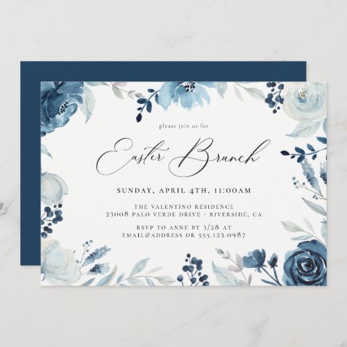 Watercolor Floral Easter Brunch Invitation