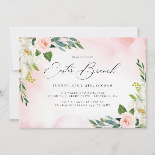 Watercolor Floral Easter Brunch Invitation