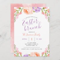 Watercolor Floral Easter Brunch Party Invitation