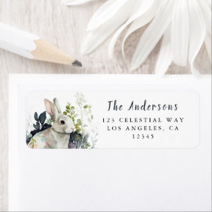 Watercolor Floral Easter Bunny Address Label