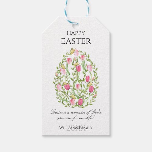 Watercolor Floral Easter Egg Happy Easter Gift Tags