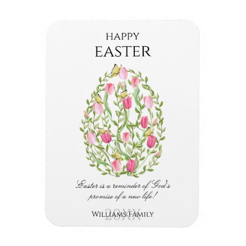Watercolor Floral Easter Egg Happy Easter Magnet