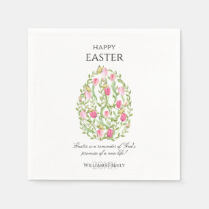 Watercolor Floral Easter Egg Happy Easter Napkins