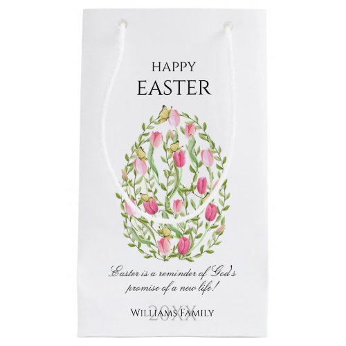 Watercolor Floral Easter Egg Happy Easter Small Gift Bag