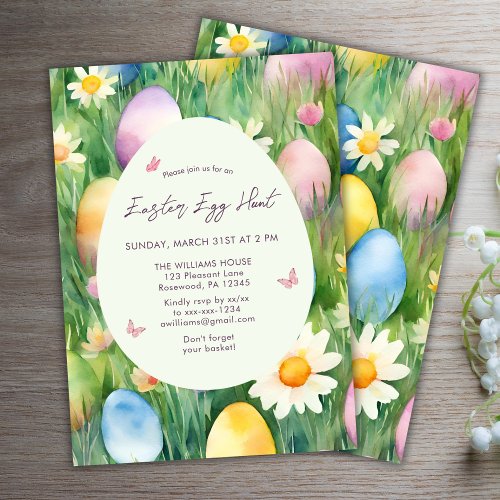 Watercolor Floral Easter Egg Hunt Invitation