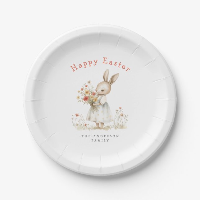 Watercolor Floral Easter Paper Plates (Front)