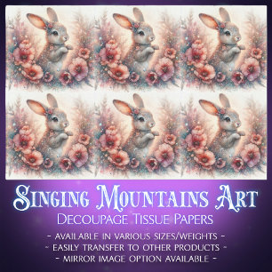 Watercolor Floral Easter Rabbit Decoupage Tissue Paper