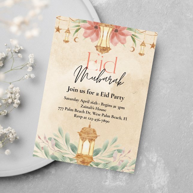 Watercolor Floral Eid Party Invitation (Creator Uploaded)