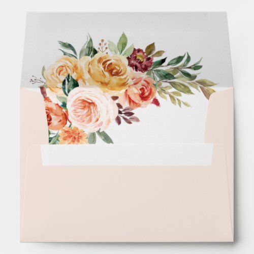 Watercolor Floral Elegant Blush Burgundy Wedding Envelope