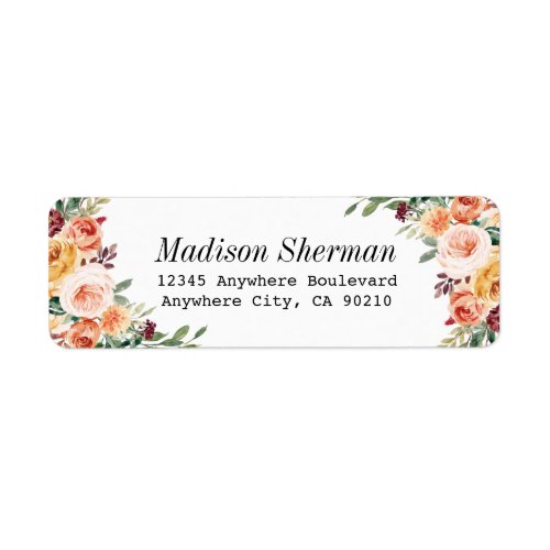 Watercolor Floral Elegant Blush Burgundy Wedding Label