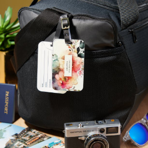 Watercolor Floral Elegant Botanical Personalized Luggage Tag