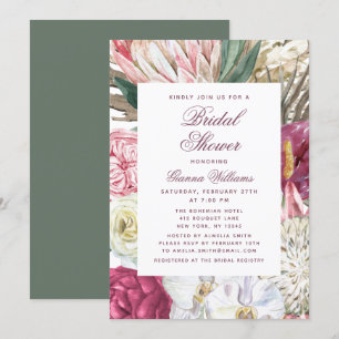 Watercolor Floral Elegant Bridal Shower Invitation